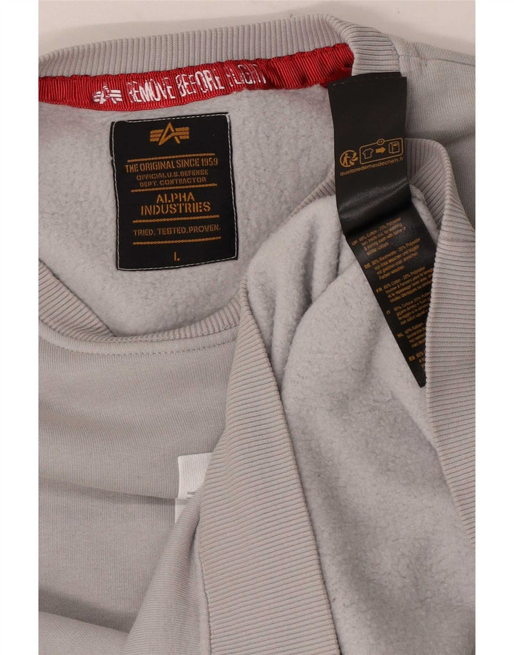 Suéter gráfico masculino Alpha Industries algodão cinza grande