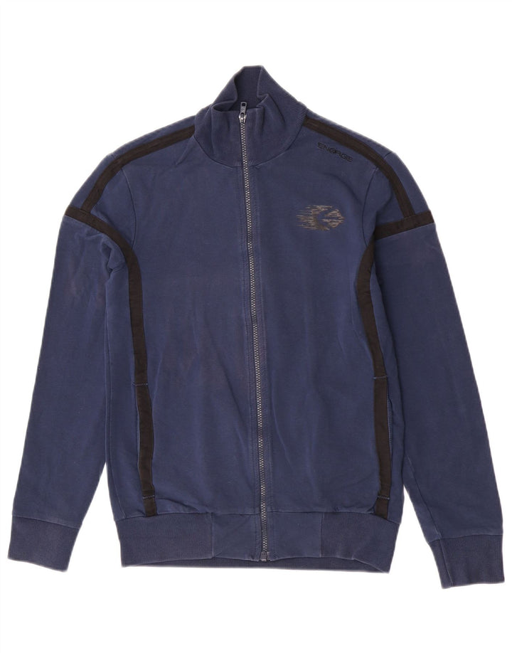 Energie Jaqueta masculina de agasalho pequeno algodão colorblock azul marinho