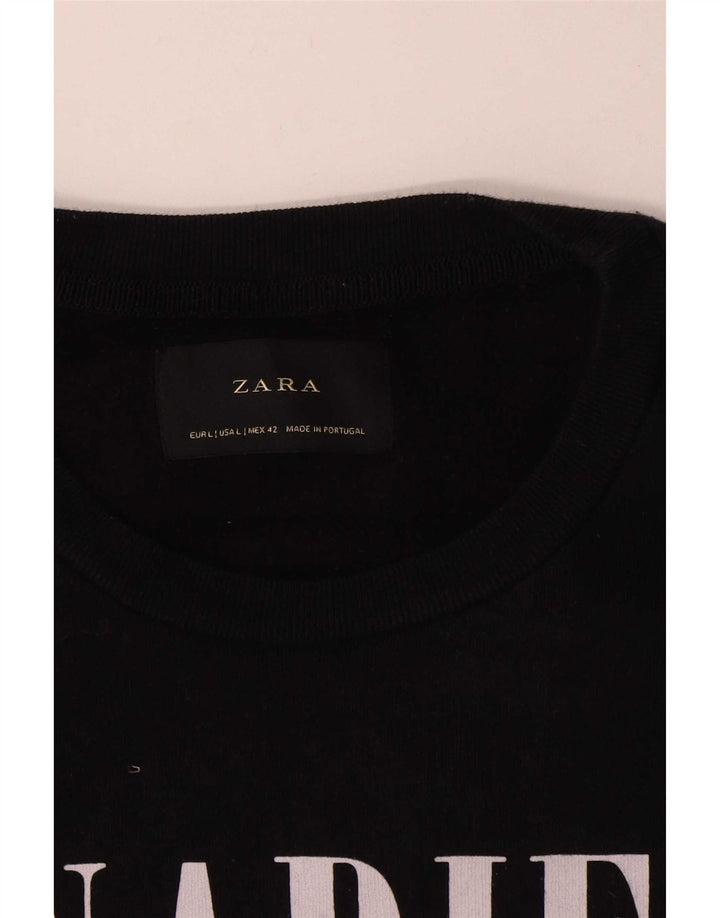 Zara moletom gráfico masculino jumper grande algodão preto