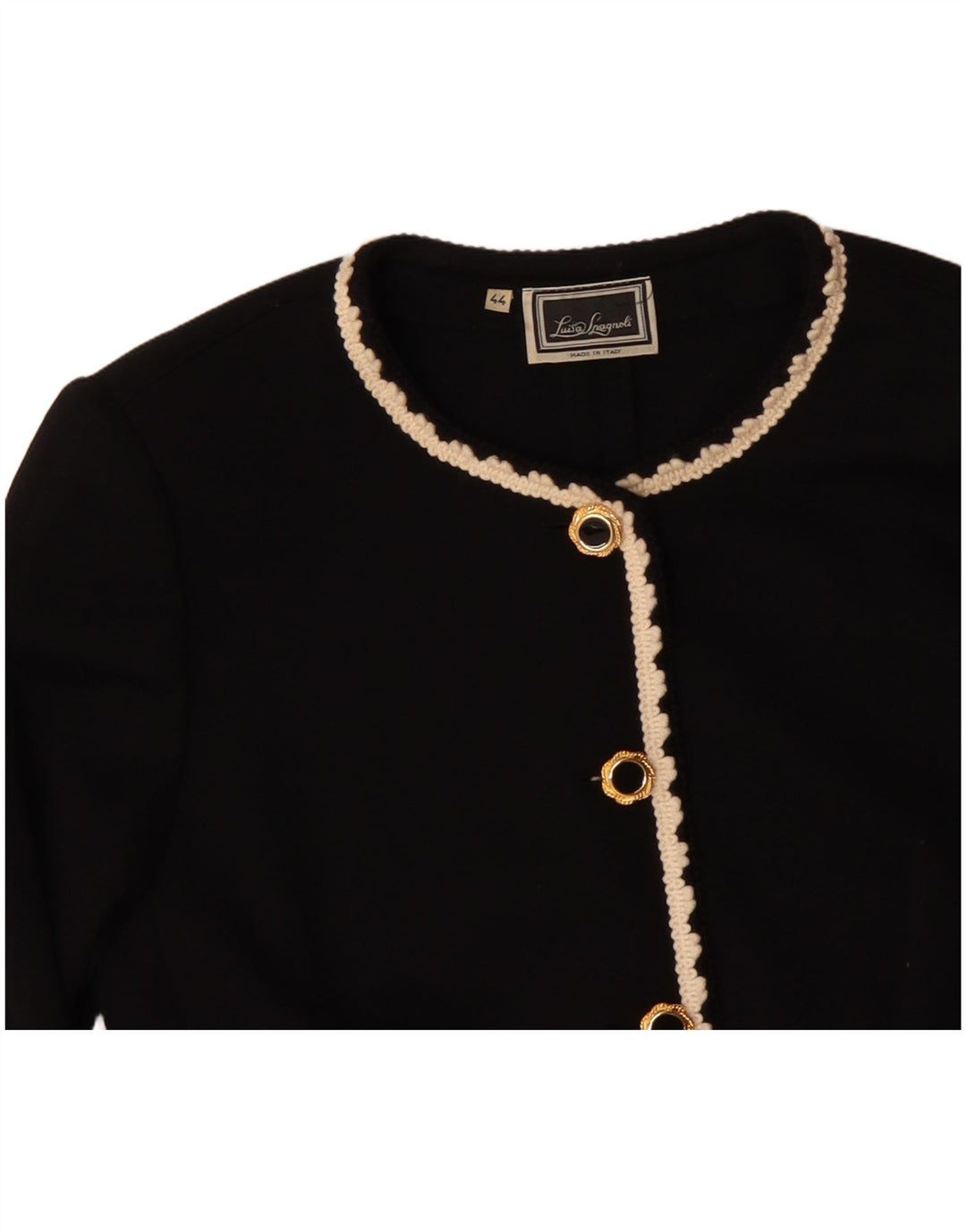 LUISA SPAGNOLI Jaqueta blazer feminina de 5 botões IT 44 acetato preto médio