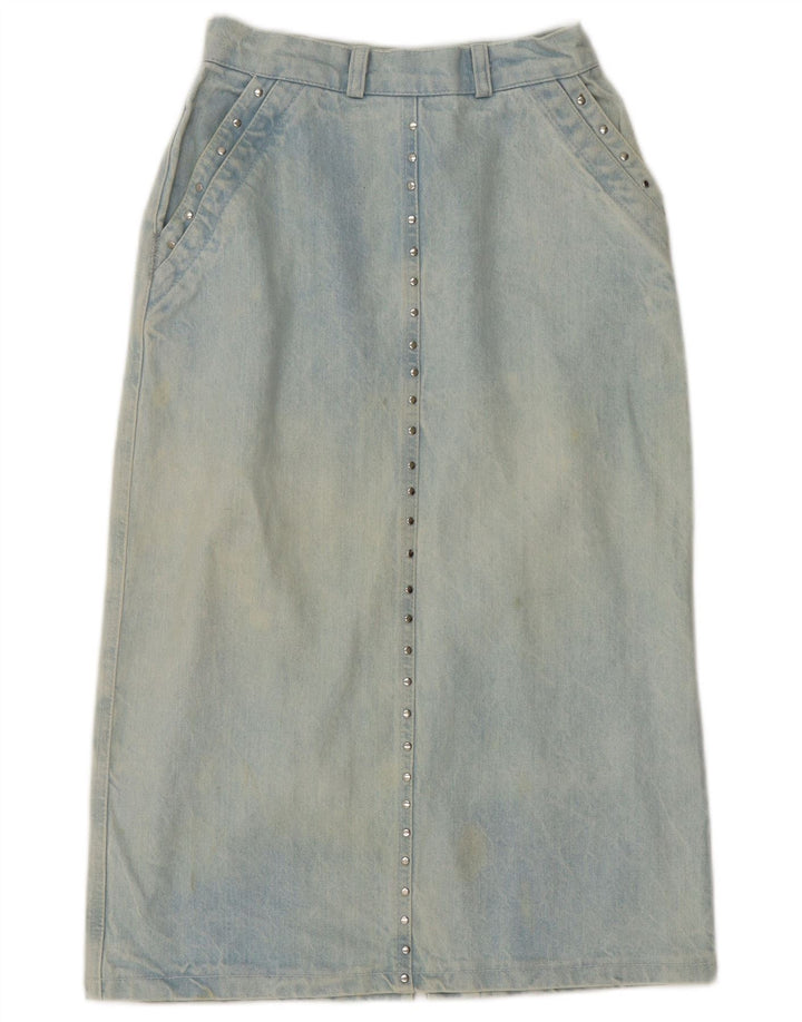 Saia jeans feminina vintage média W28 algodão azul