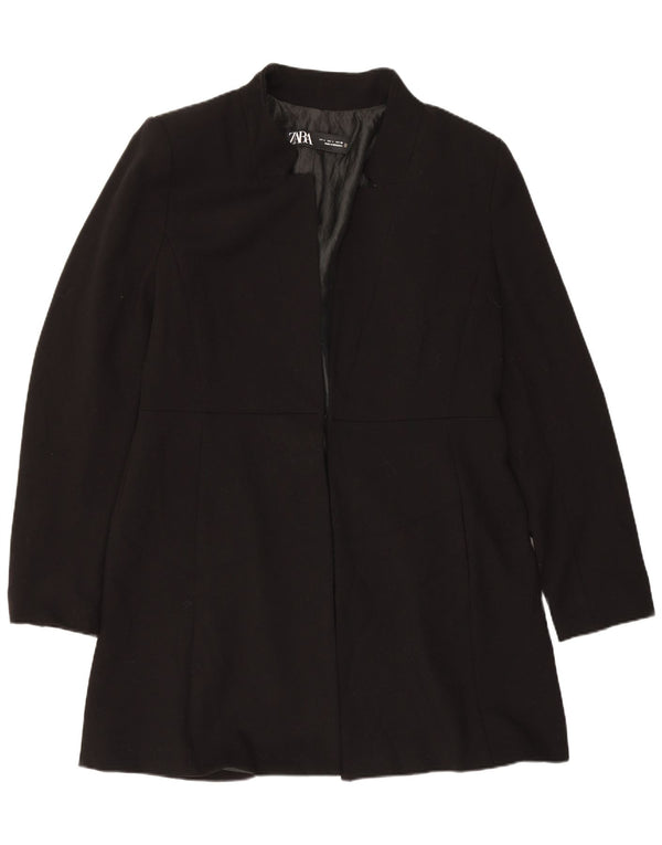 Sobretudo feminino Zara UK 16 grande poliéster preto