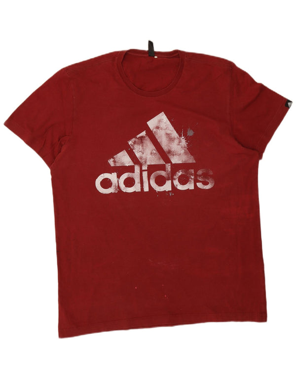 Adidas Mens Graphic T-Shirt Top Grande Algodão Vermelho