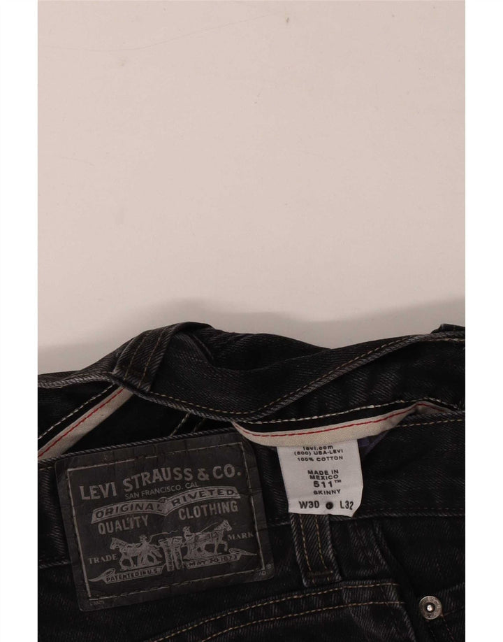 Shorts jeans feminino Levi's 511 skinny W30 médio preto algodão