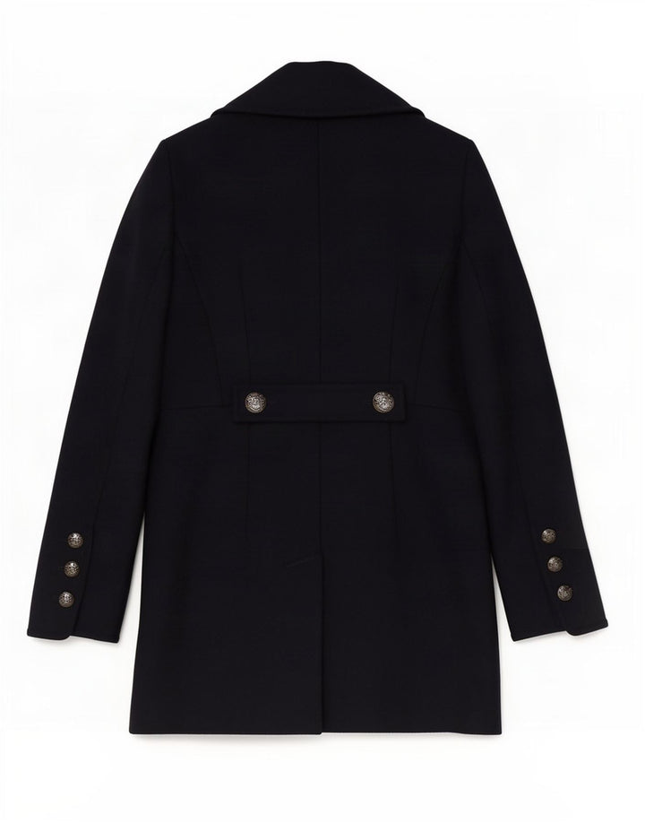 Casaco feminino Dkny com peito duplo US 4 pequeno lã azul marinho