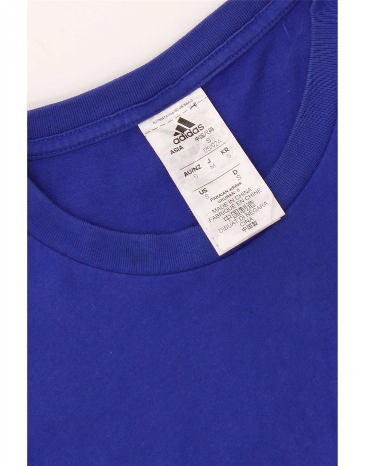 Adidas Mens Camiseta Top Pequeno Algodão Azul
