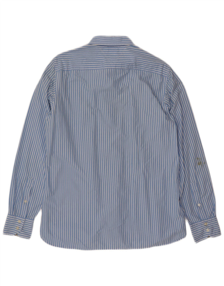 Camisa masculina TOMMY HILFIGER de algodão listrado azul médio