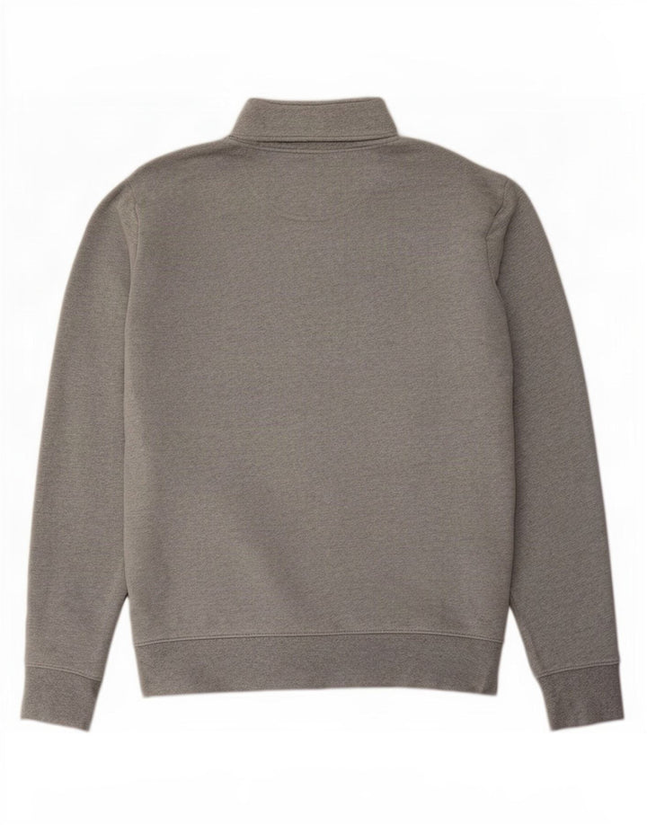 Suéter masculino Marks & Spencer com zíper e gola grande de algodão cinza