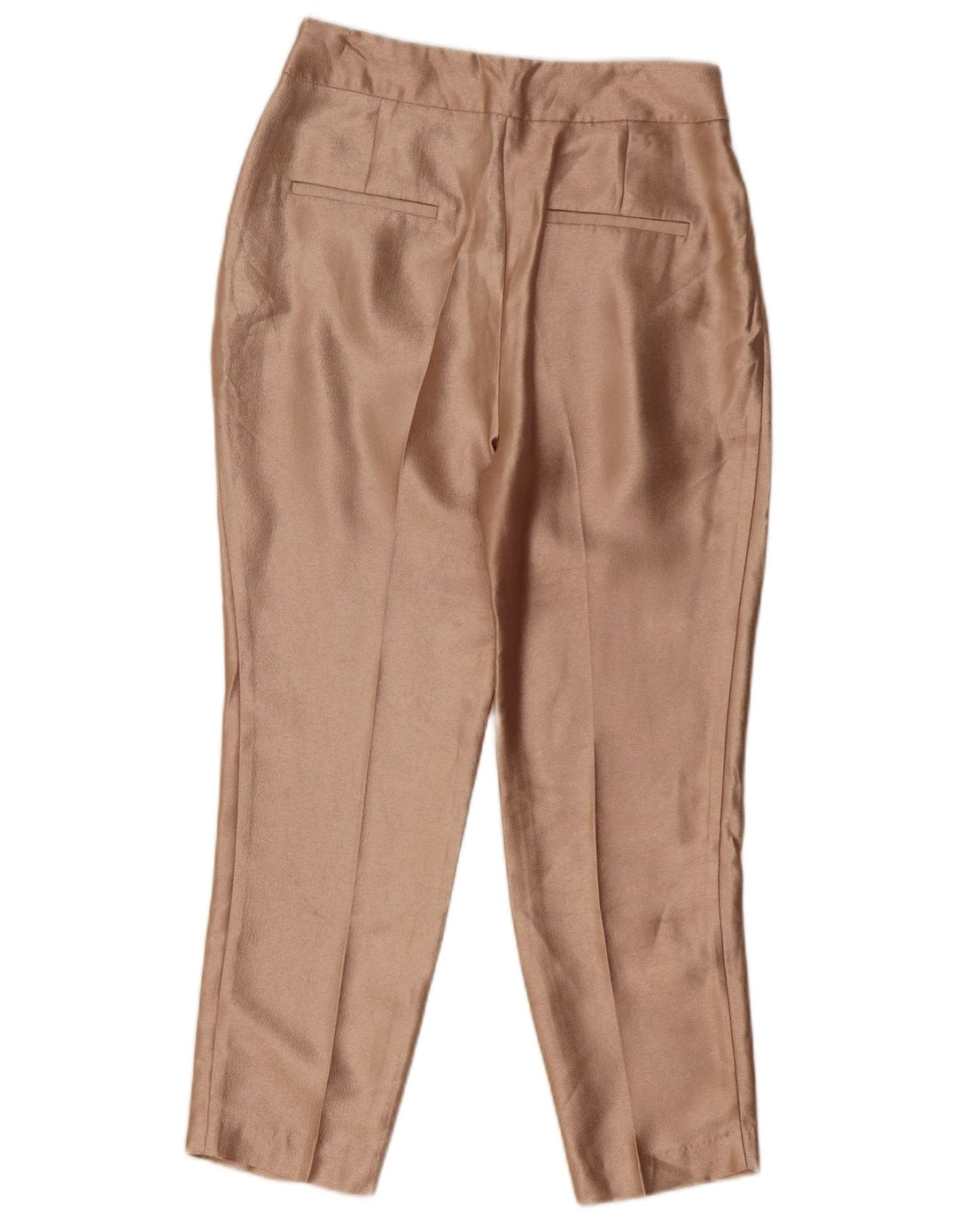 Zara Calça feminina casual cônica pequena W27 L26 poliéster bege