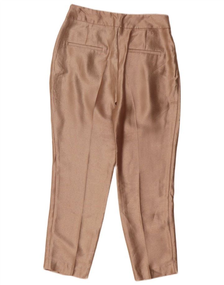 Zara Calça feminina casual cônica pequena W27 L26 poliéster bege
