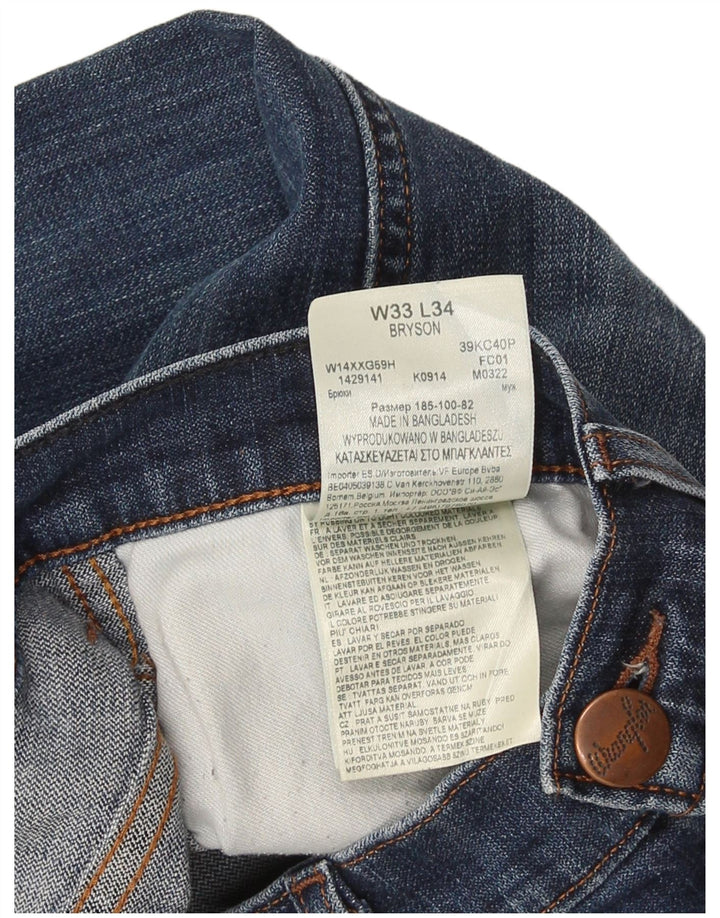 Wrangler Masculino Bryson Slim Jeans W33 L28 Azul Marinho Algodão