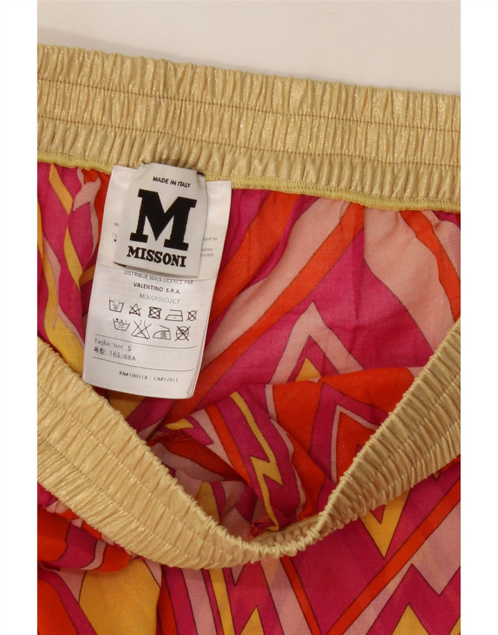 Shorts de cintura alta feminino Missoni pequeno W26 poliéster geométrico rosa