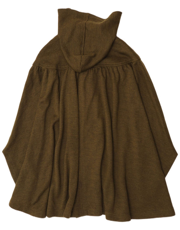 Casaco poncho com capuz feminino vintage tamanho único cáqui