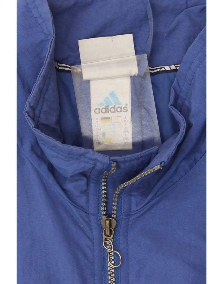 Jaqueta corta-vento masculina Adidas UK 42/44 grande poliéster azul