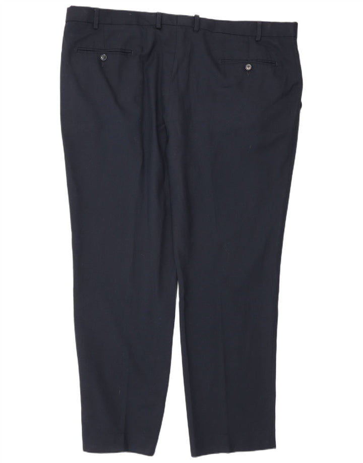 Calça masculina Marks & Spencer sob medida W44 L31 lã azul marinho