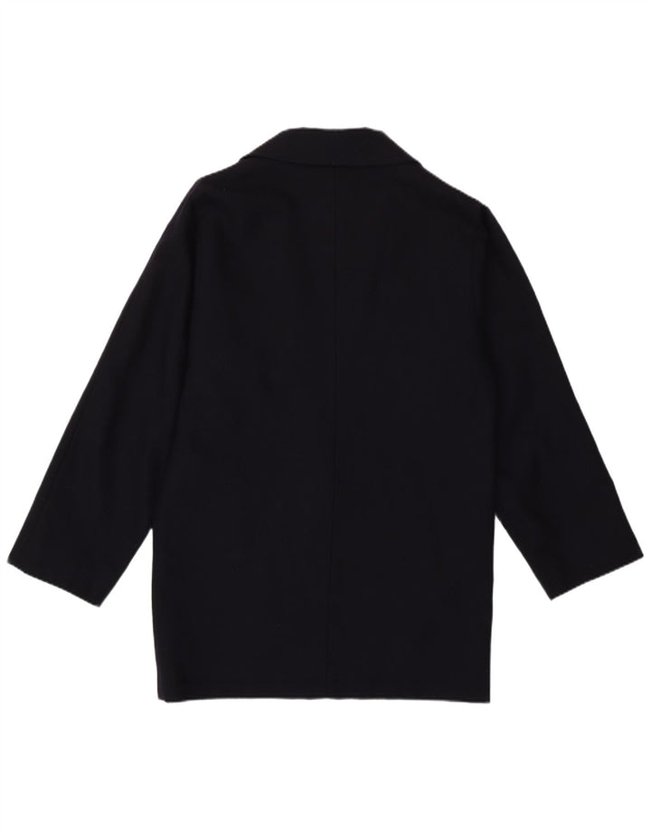 Jaqueta blazer feminina Laura Ashley com 2 botões Reino Unido 10 pequena lã azul marinho