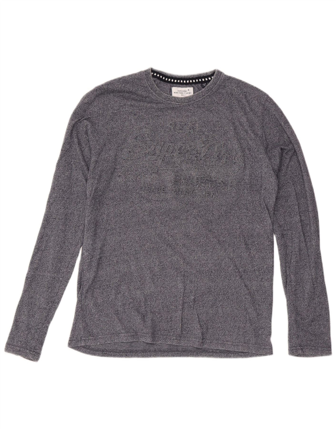Top gráfico masculino Superdry manga comprida grande cinza manchado