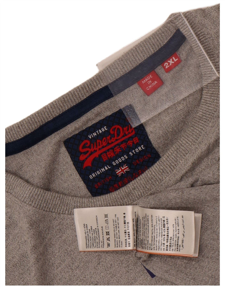 Camiseta gráfica masculina Superdry Top 2XL algodão cinza