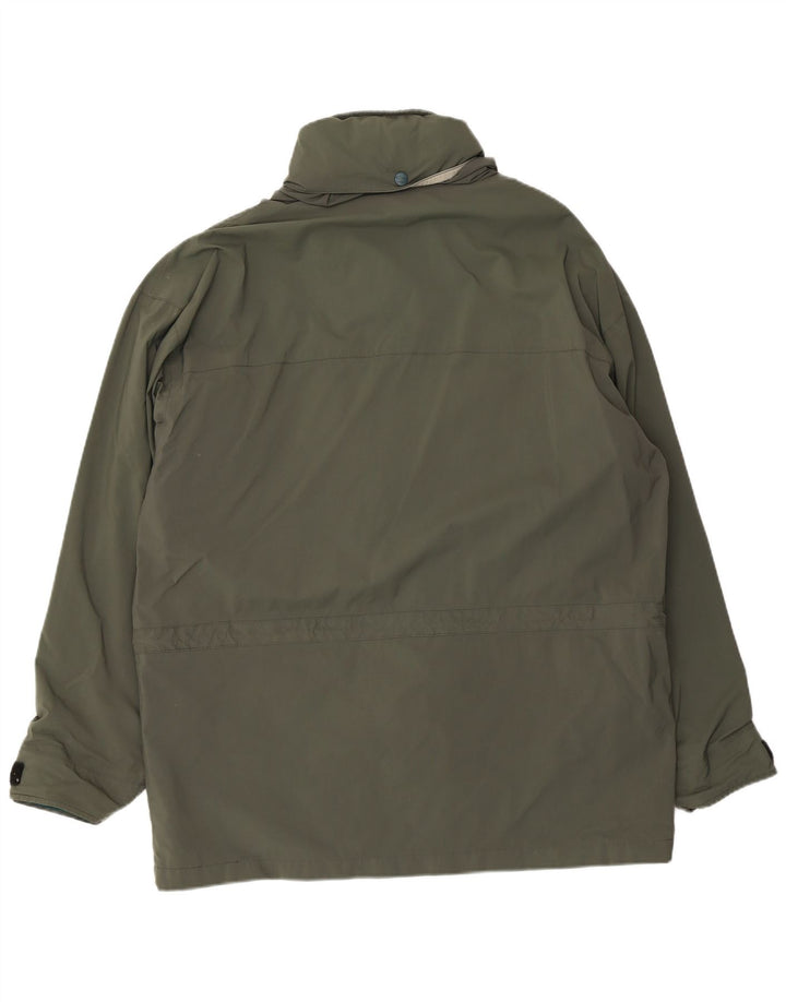 Jaqueta utilitária masculina L.L.Bean com capuz Reino Unido 40 grande cáqui nylon