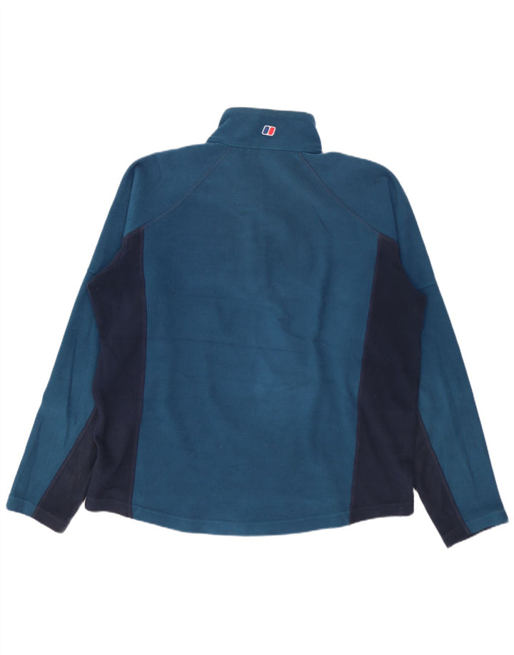 Berghaus Suéter masculino de lã com zíper e gola em bloco azul médio