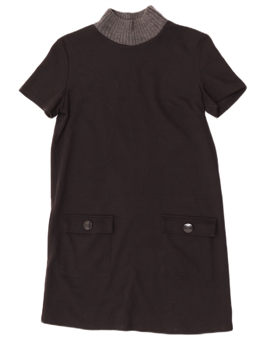 Zara Vestido feminino Trafaluc Shift UK 12 médio preto colorblock poliéster