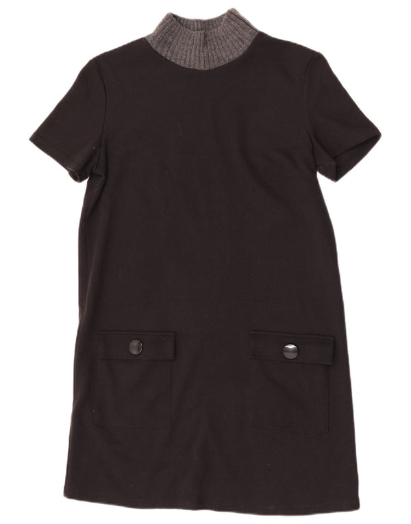 Zara Vestido feminino Trafaluc Shift UK 12 médio preto colorblock poliéster