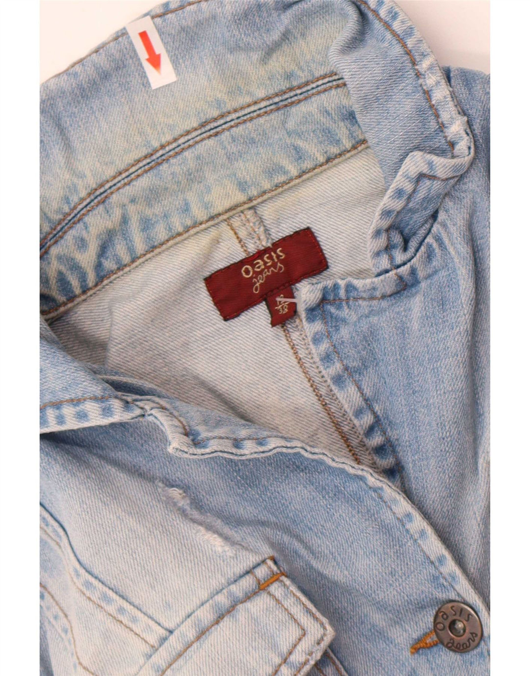 Jaqueta jeans feminina Oasis UK 12 algodão azul médio