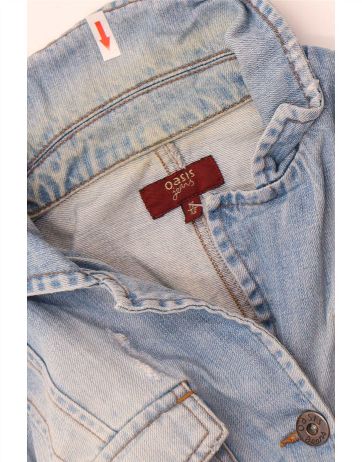 Jaqueta jeans feminina Oasis UK 12 algodão azul médio