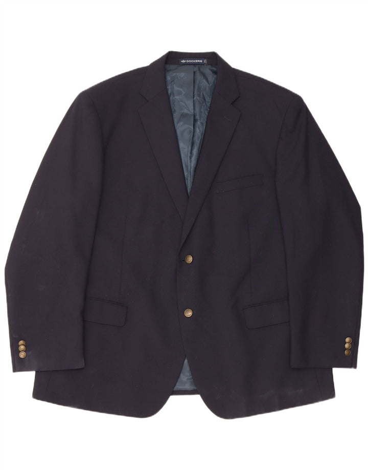 Jaqueta Blazer Masculina Dockers com 2 Botões IT 50 Grande Poliéster Azul Marinho