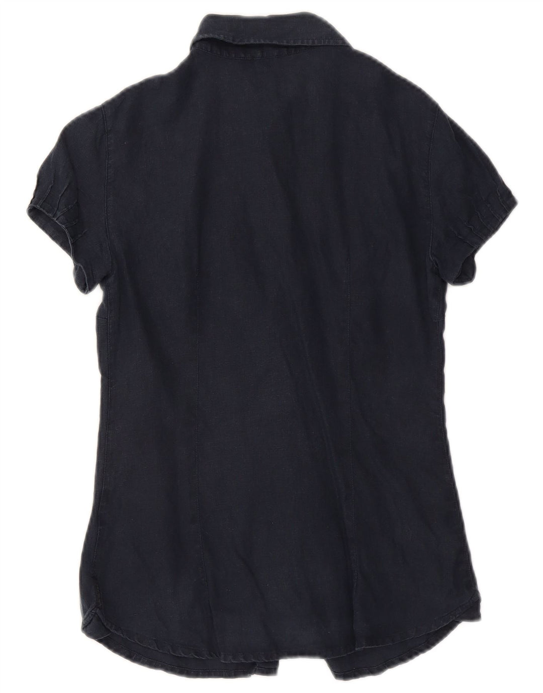 Camisa feminina de manga curta Armani UK 10 pequena azul marinho