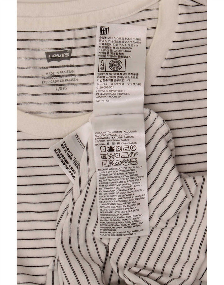 Camiseta masculina Levi's Top grande de algodão listrado branco