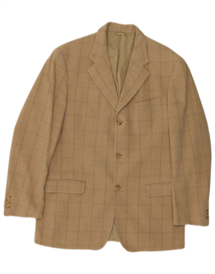 Jaqueta blazer masculina CERRUTI 1881 com 3 botões Reino Unido 38 xadrez bege médio