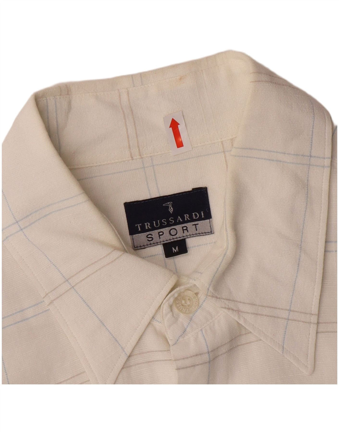 Camisa xadrez masculina Trussardi de algodão xadrez branco médio
