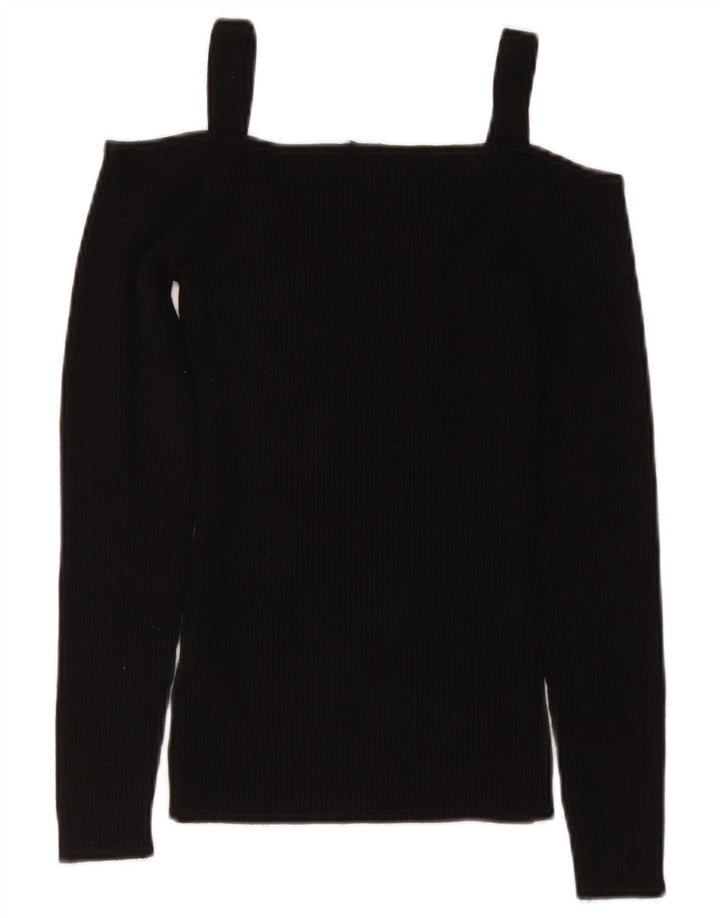Guess Top feminino curto sem ombros Reino Unido 8 pequeno rayon preto