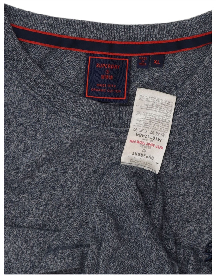 Camiseta masculina SUPERDRY Top XL algodão manchado azul marinho