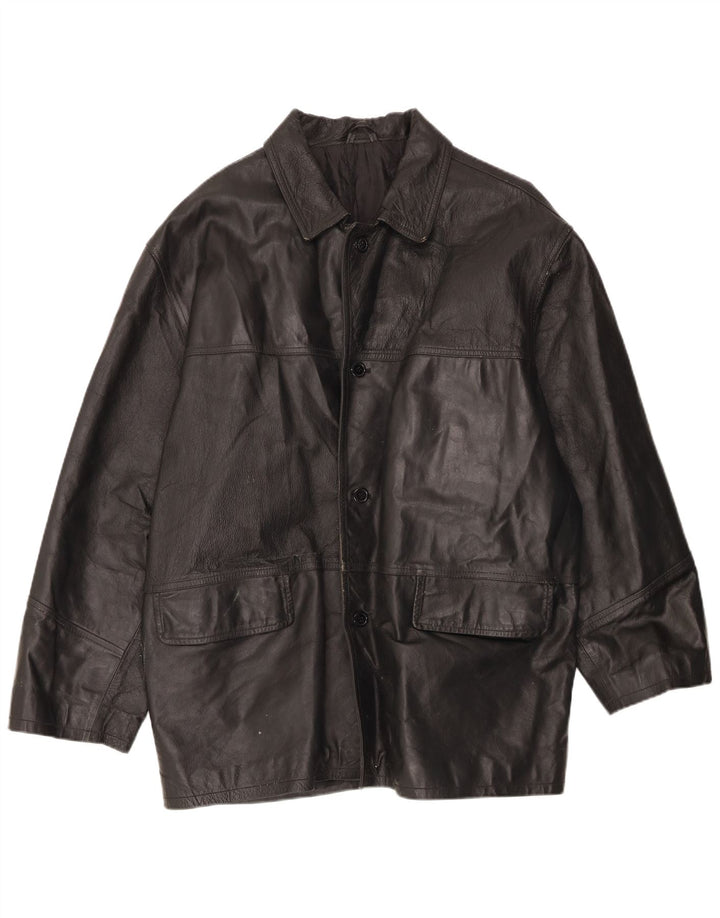 Jaqueta de couro masculina VINTAGE IT 54 2XL couro preto