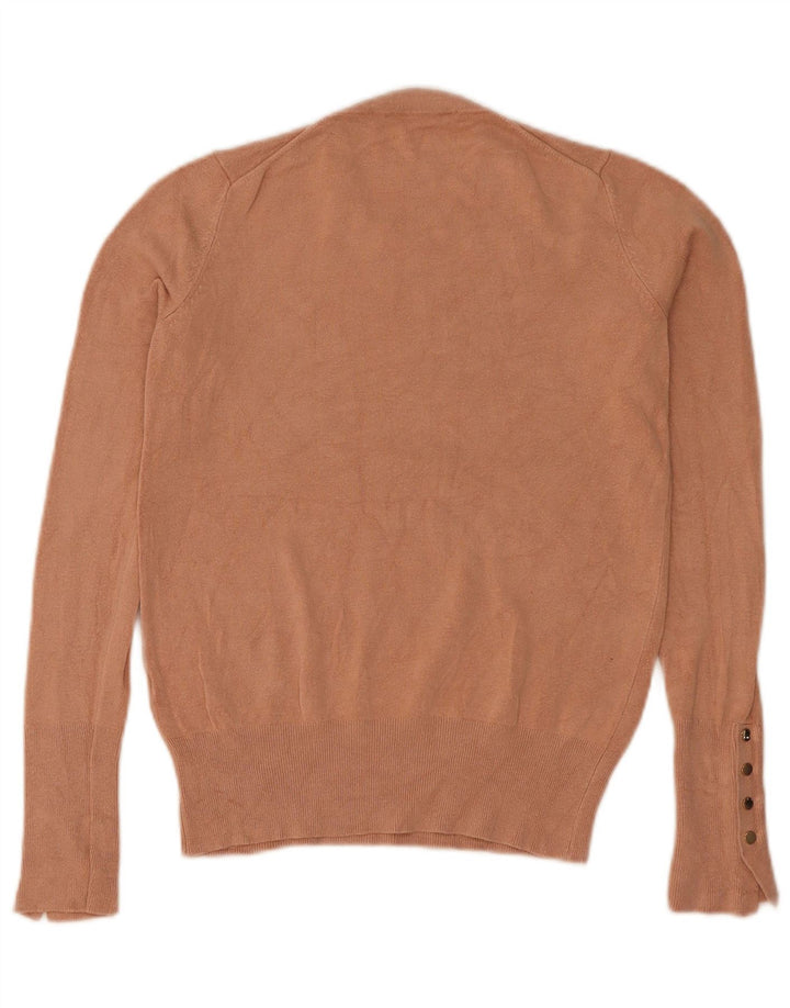 Suéter feminino Zara com gola redonda, Reino Unido 8, pequeno, marrom