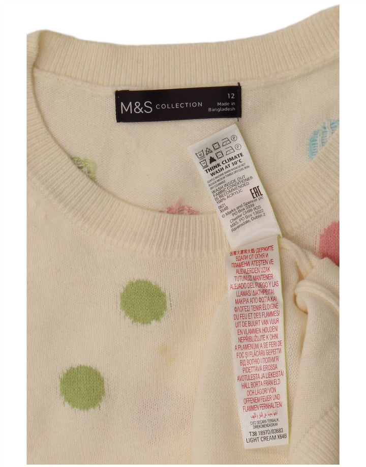 Suéter feminino Marks & Spencer com gola redonda UK 12 médio off white