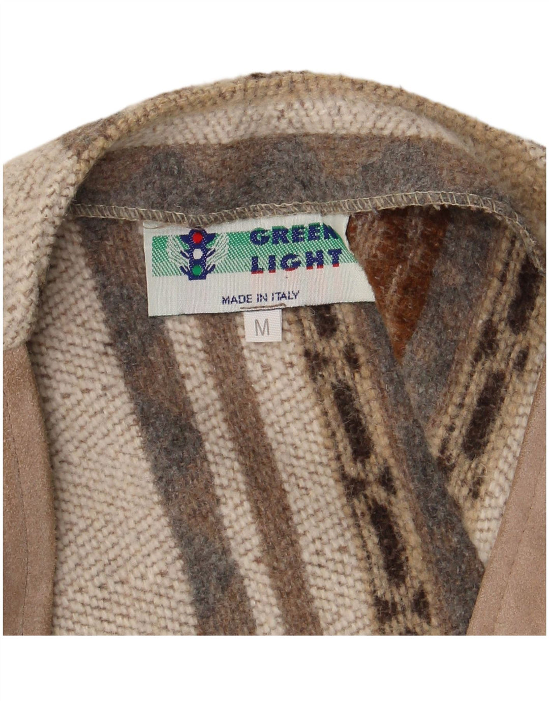 Colete utilitário masculino vintage UK 38 lã geométrica cinza médio