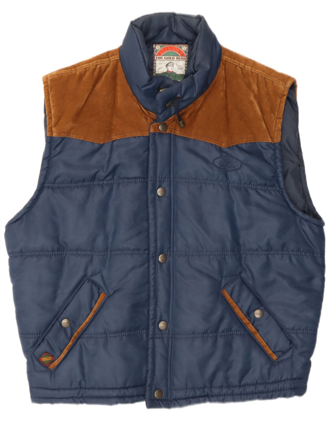 Colete acolchoado masculino vintage UK 38 poliéster azul marinho médio