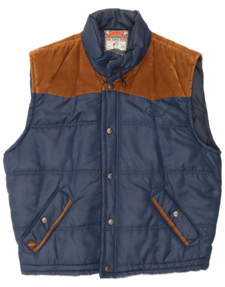 Colete acolchoado masculino vintage UK 38 poliéster azul marinho médio