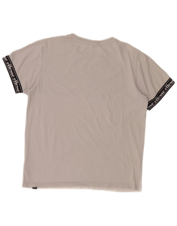 Ellesse Camiseta masculina gráfica Top cinza médio algodão colorblock