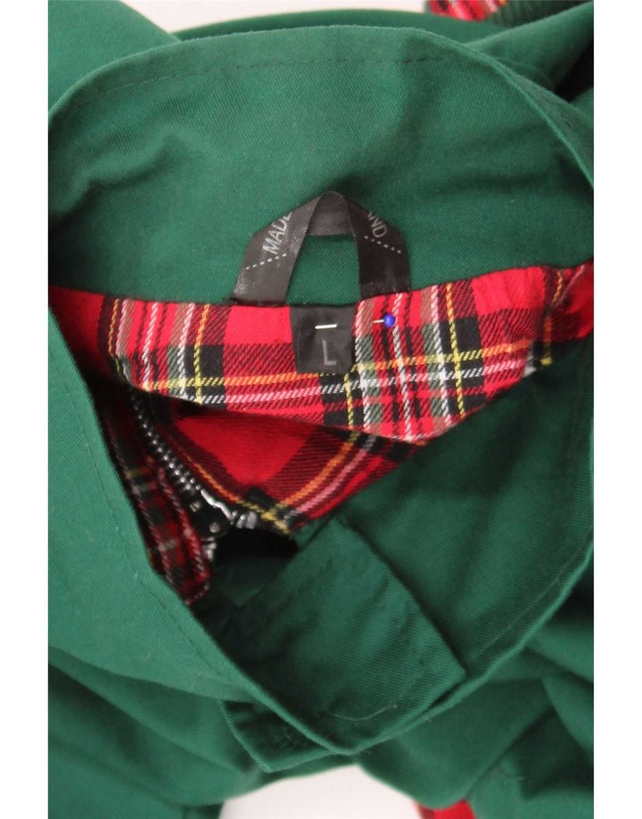 Jaqueta bomber masculina vintage Reino Unido 40 grande poliéster verde retrô