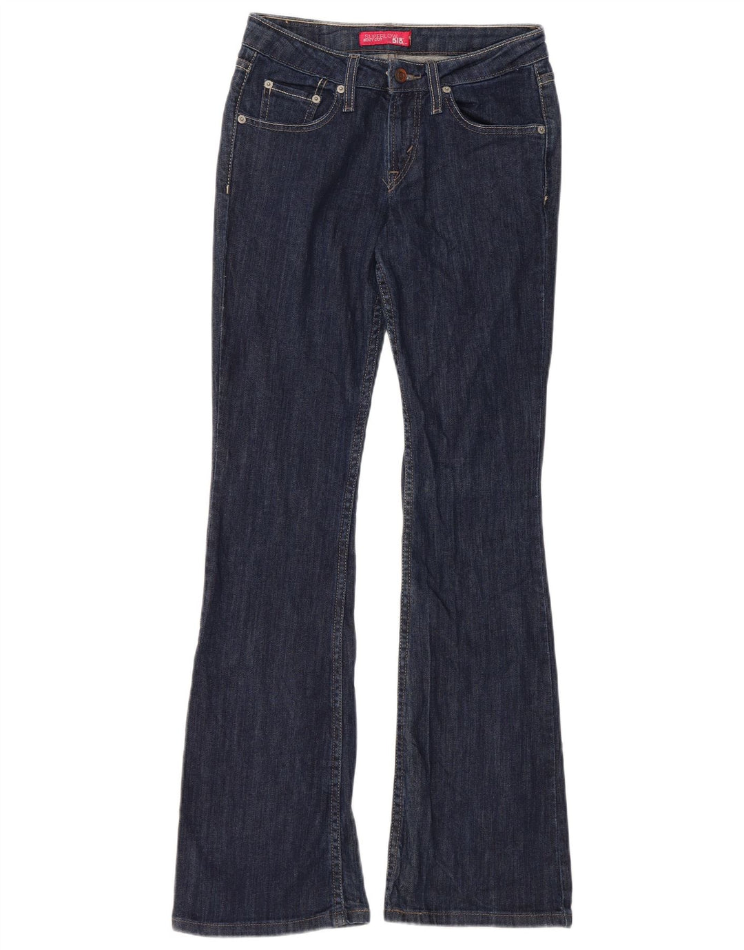 Jeans feminino Levi's 518 Super Low Bootcut US 3 pequeno W28 L31 azul marinho