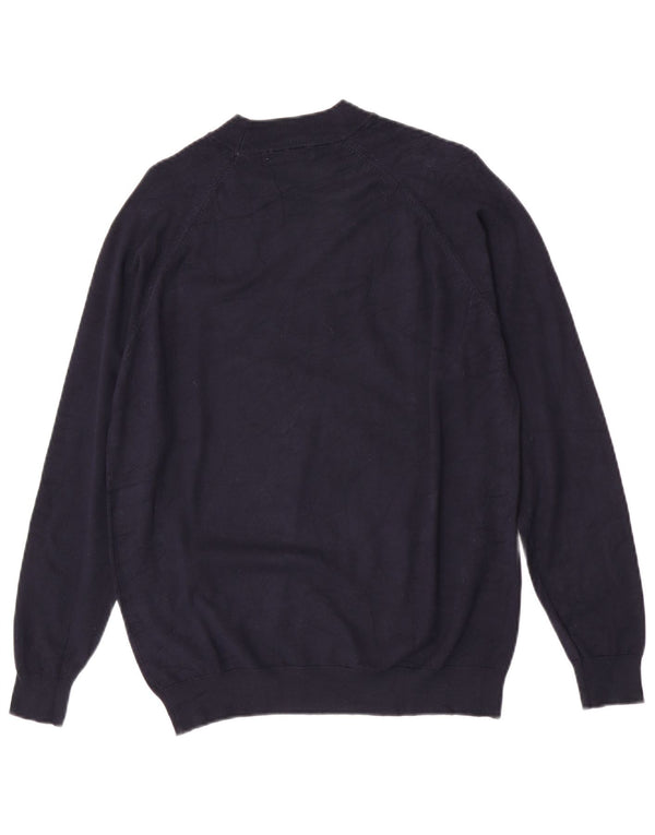Zara Suéter masculino com gola redonda e viscose azul marinho médio