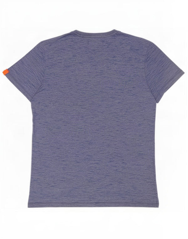 Superdry Mens T-Shirt Top Medium Blue Flecked Cotton