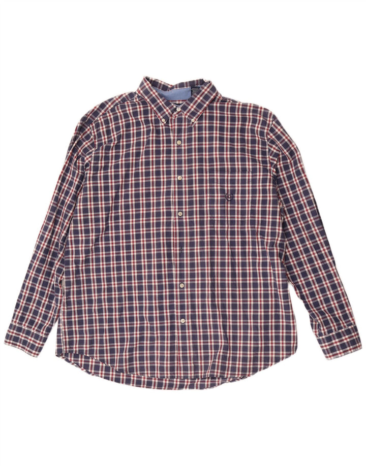 Camisa masculina Chaps Easy Care 2XL algodão xadrez azul marinho