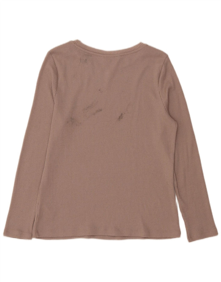 Top feminino Marks & Spencer manga comprida UK 14 poliéster bege médio