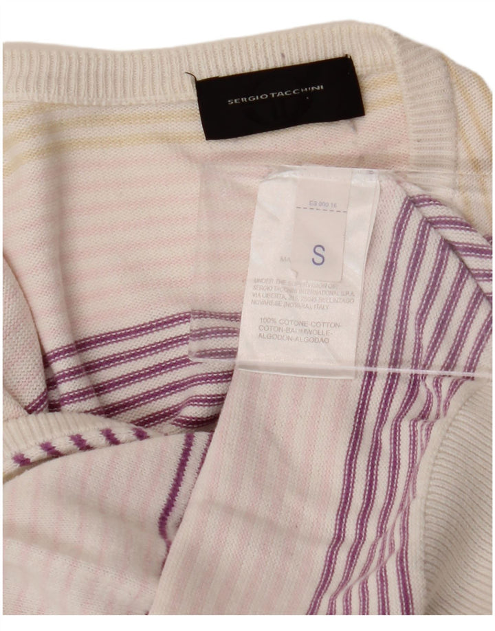 SERGIO TACCHINI Suéter masculino com decote em V pequeno listrado multicolorido