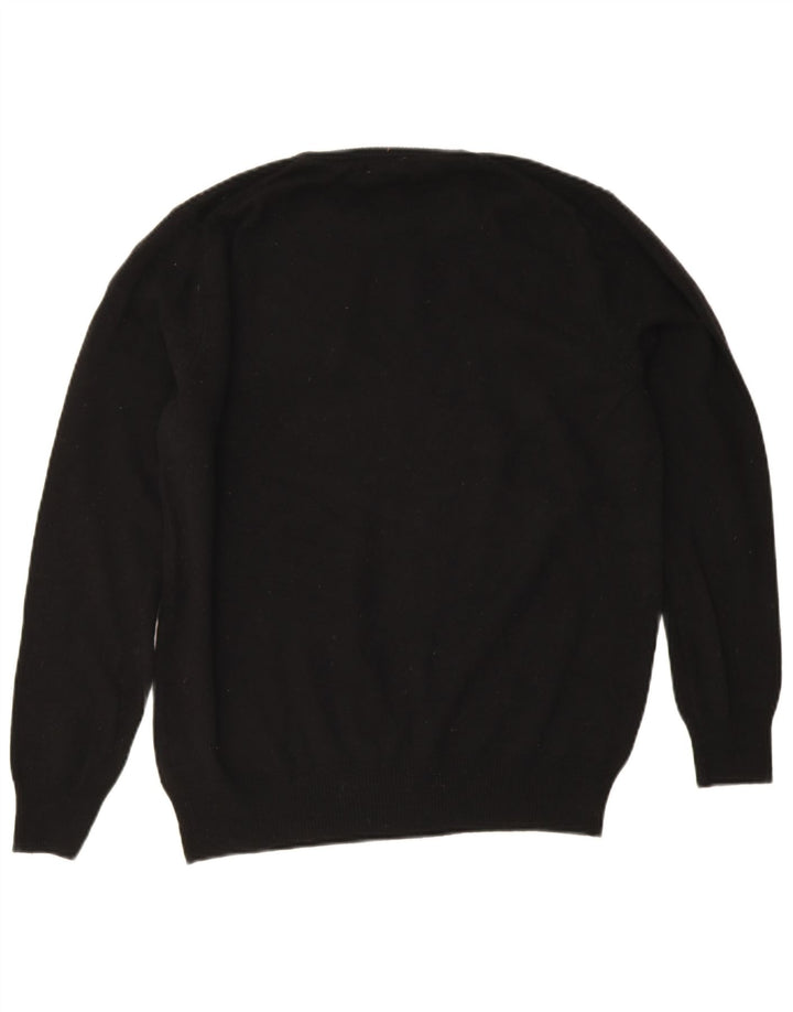 Suéter masculino Marks & Spencer com gola redonda, grande lã de cordeiro preta